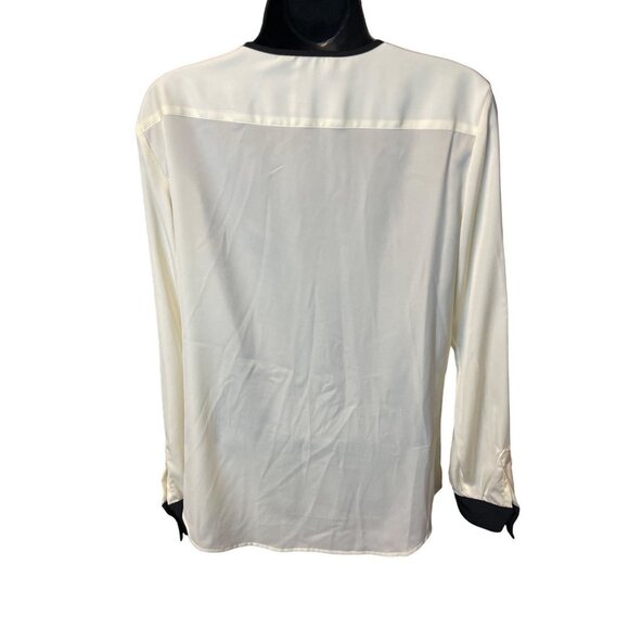 Lauren Ralph Lauren Cream Lightweight Blouse with Black Trim Sz M - Picture 2 of 9